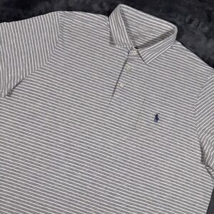 Ralph Lauren Polo Shirt Men's 2XL Gray White Performance Pony Embroidered Preppy